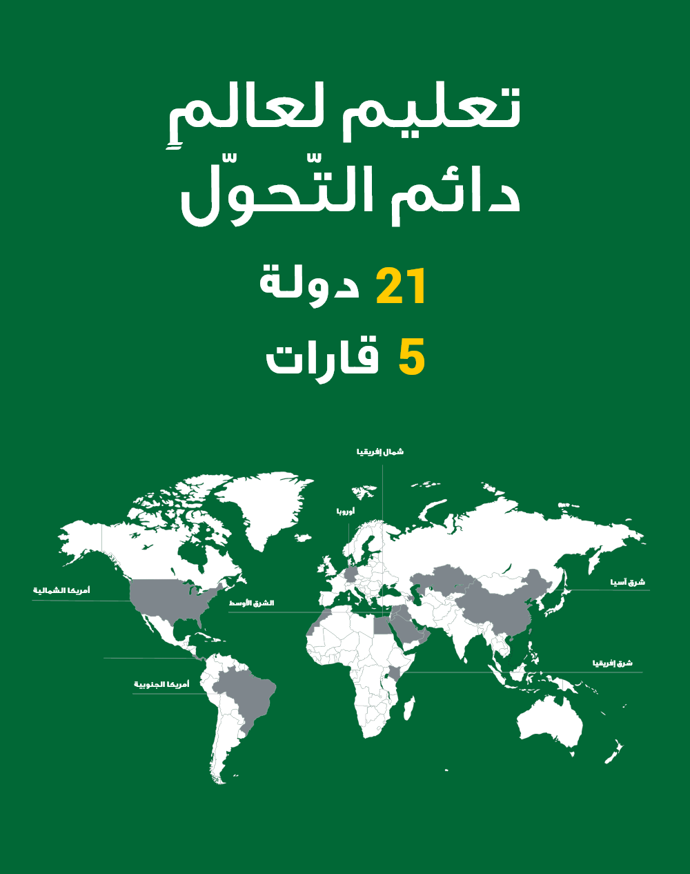 تعليم لعالم دائم التحول - خريطة حضور SABIS العالمي